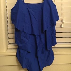 Blue Ruffled Swimsuit